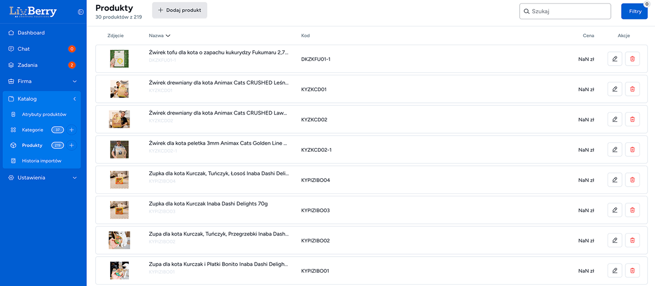 Manage product and knowledge database